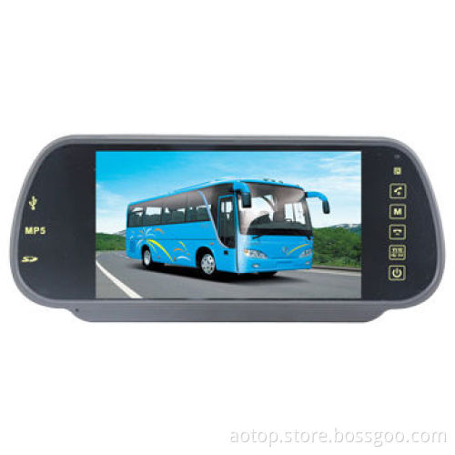7-inch Car mirror rearview monitor, supports Bluetooth/MP5/USB/remote control/OSD menu/12V~24V